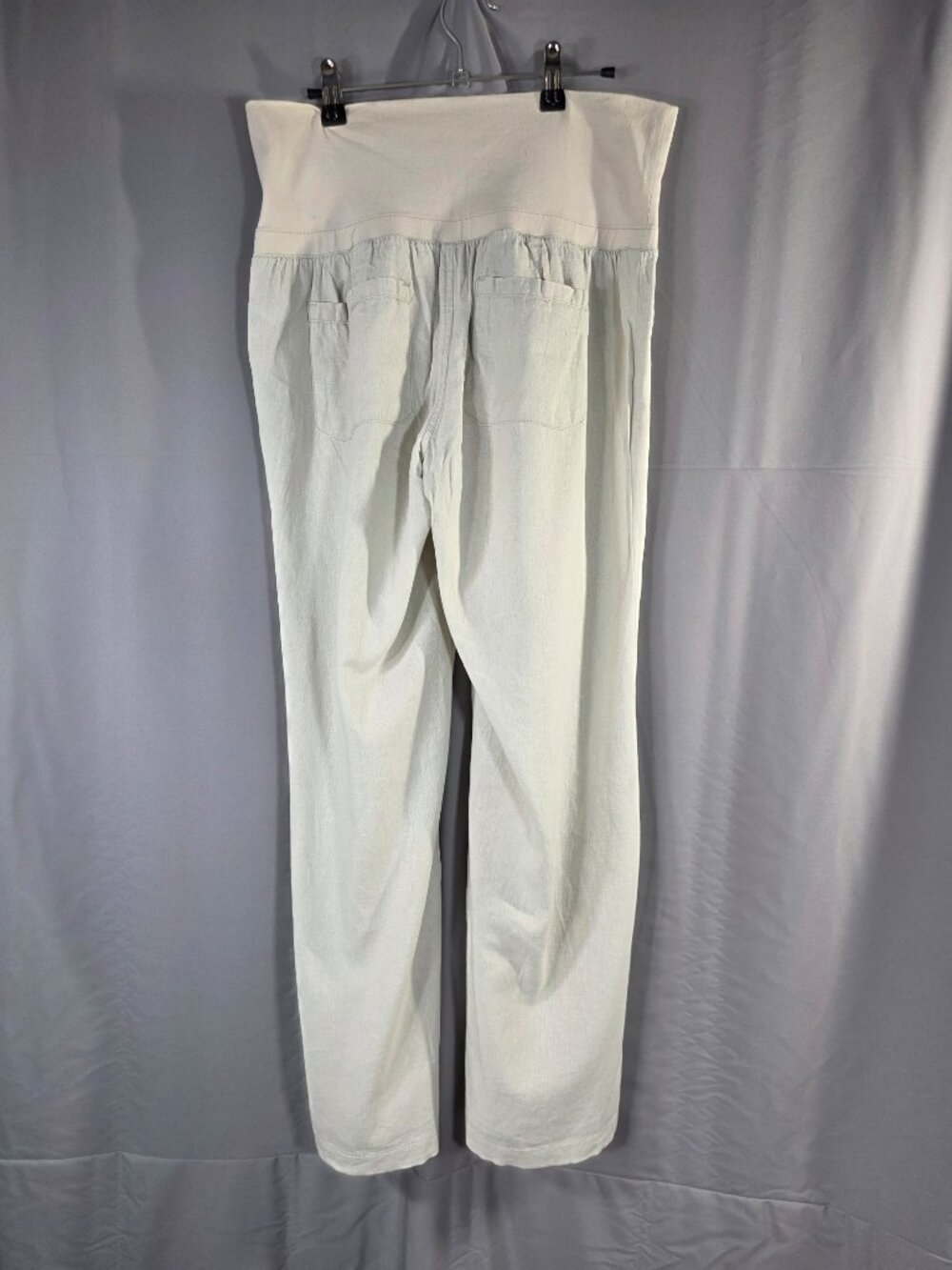 Old Navy Cream Linen Blend High-Rise Fold over Waist Women's Medium - Picture 3 of 10